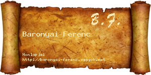 Baronyai Ferenc névjegykártya